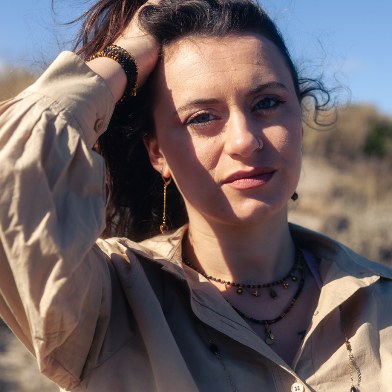 Boucles d’oreilles Solstice – Obsidienne | Collection Noctalis | Petit Cœur