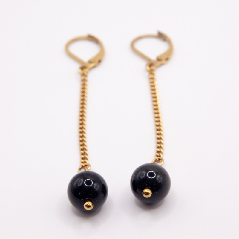 Boucles d’oreilles Solstice – Obsidienne | Collection Noctalis | Petit Cœur