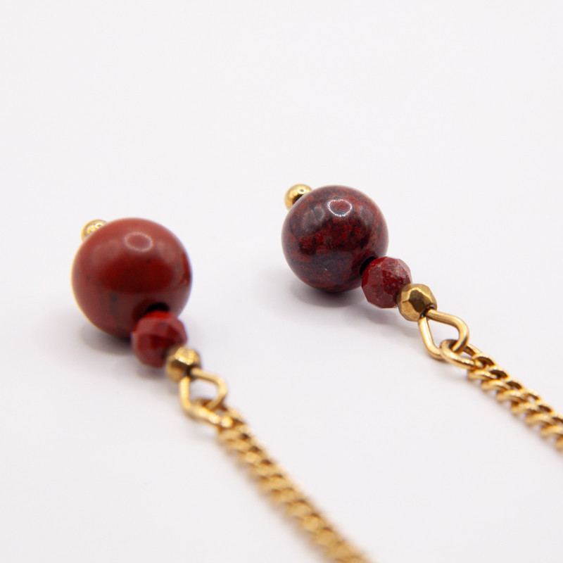 Boucles d’oreilles Dalhia – Jaspe rouge | Collection Gaïa | Petit Cœur